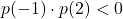 p(-1) \cdot p(2) < 0