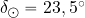 \delta_\odot=23,5^{\rm \circ}