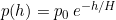 \HUGE { p(h)=p_0\,e^{-h/H}}