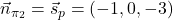 \vec{n}_{\pi_2}=\vec{s}_p=(-1,0,-3)