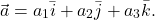 \[\vec{a}=a_1\bar{i}+a_2\bar{j}+a_3\bar{k}.\]