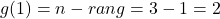 g(1)=n-rang=3-1=2