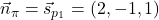 \vec{n}_{\pi}=\vec{s}_{p_1}=(2,-1,1)