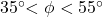 35\degr < \phi < 55\degr