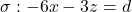 \sigma: -6x-3z=d
