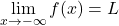 \displaystyle\lim_{x \to-\infty} f(x)= L