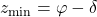 z_{\rm min} = \varphi - \delta
