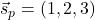 \vec{s}_p=(1,2,3)