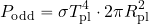 \begin{equation*} P_{\rm odd}= \sigma T_{\rm pl}^4 \cdot 2 \pi R_{\rm pl}^2 \end{equation*}