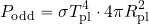 \begin{equation*} P_{\rm odd}= \sigma T_{\rm pl}^4 \cdot 4 \pi R_{\rm pl}^2 \end{equation*}