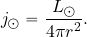 \begin{equation*} j_\odot={{L_\odot}\over {4\pi r^2}}. \end{equation*}