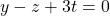 y-z+3t=0