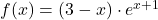 f(x)=(3-x)\cdot e^{x+1}