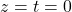 z=t=0
