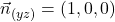 \vec{n}_{(yz)}=(1,0,0)