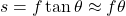 \begin{equation*} s = f\tan \theta \approx f\theta \end{equation*}