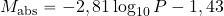 \begin{equation*} M_{\rm abs} = -2,81 \log_{10} P - 1,43 \end{equation*}