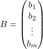 B= \begin{pmatrix} b_{1} \\ b_{2} \\ \vdots \\ b_{m} \end{pmatrix}