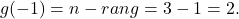 g(-1)=n-rang=3-1=2.