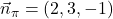 \vec{n}_{\pi}=(2,3,-1)