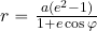 r={{a(e^2- 1)}\over {1+e\cos \varphi}}