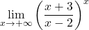 \displaystyle\lim_{x \to +\infty} \left(\frac{x+3}{x-2}\right)^{x}