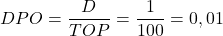 \begin{gather*} DPO = \frac{D}{TOP}=\frac{1}{100} = 0,01 \end{gather*}