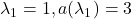 \lambda_1 = 1, a(\lambda_1) = 3