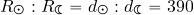 \begin{equation*} R_\Sun : R_\Moon = d_\Sun : d_\Moon= 390 \end{equation*}